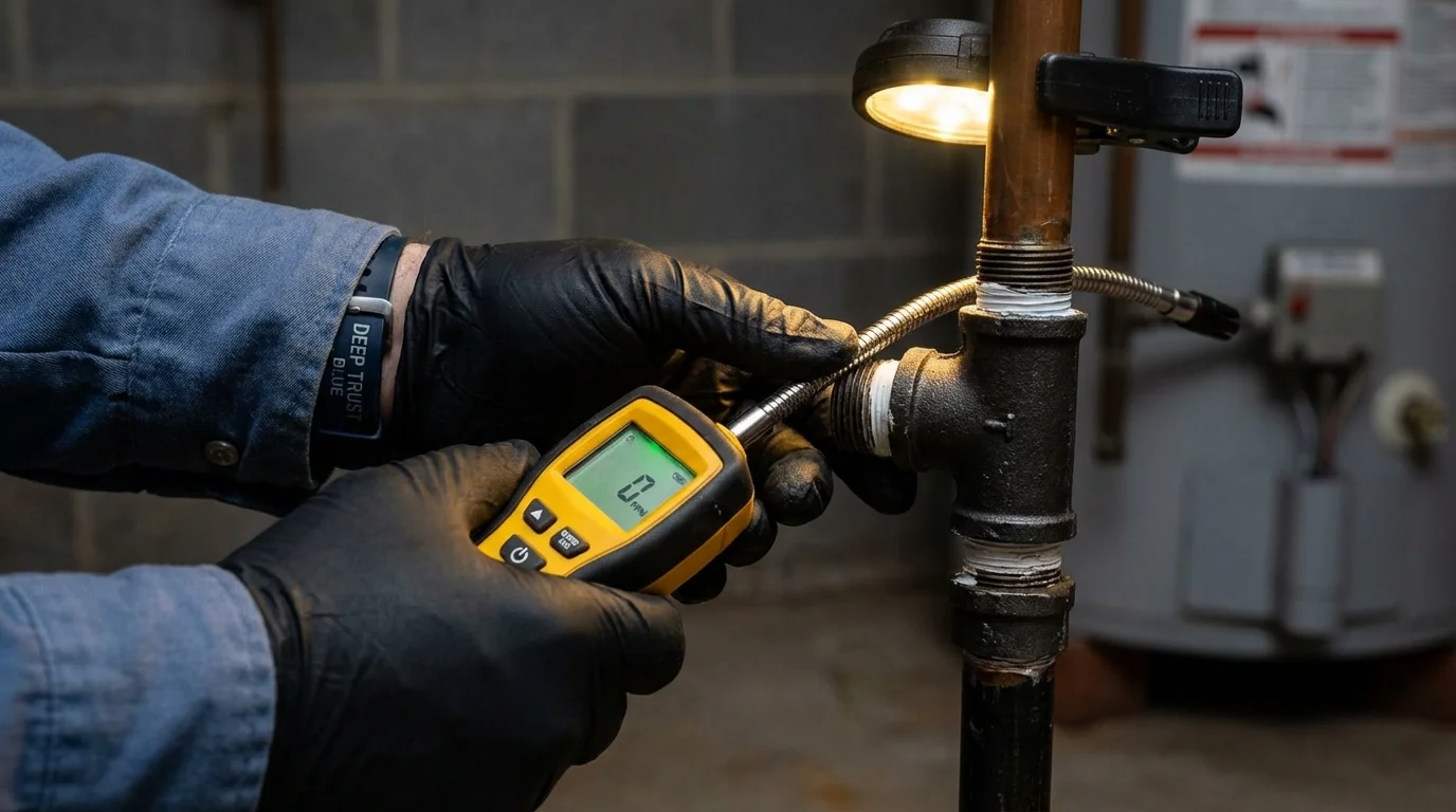 Gas leak detection with electronic sniffer by Johns Plumbing LLC in Fort Rucker