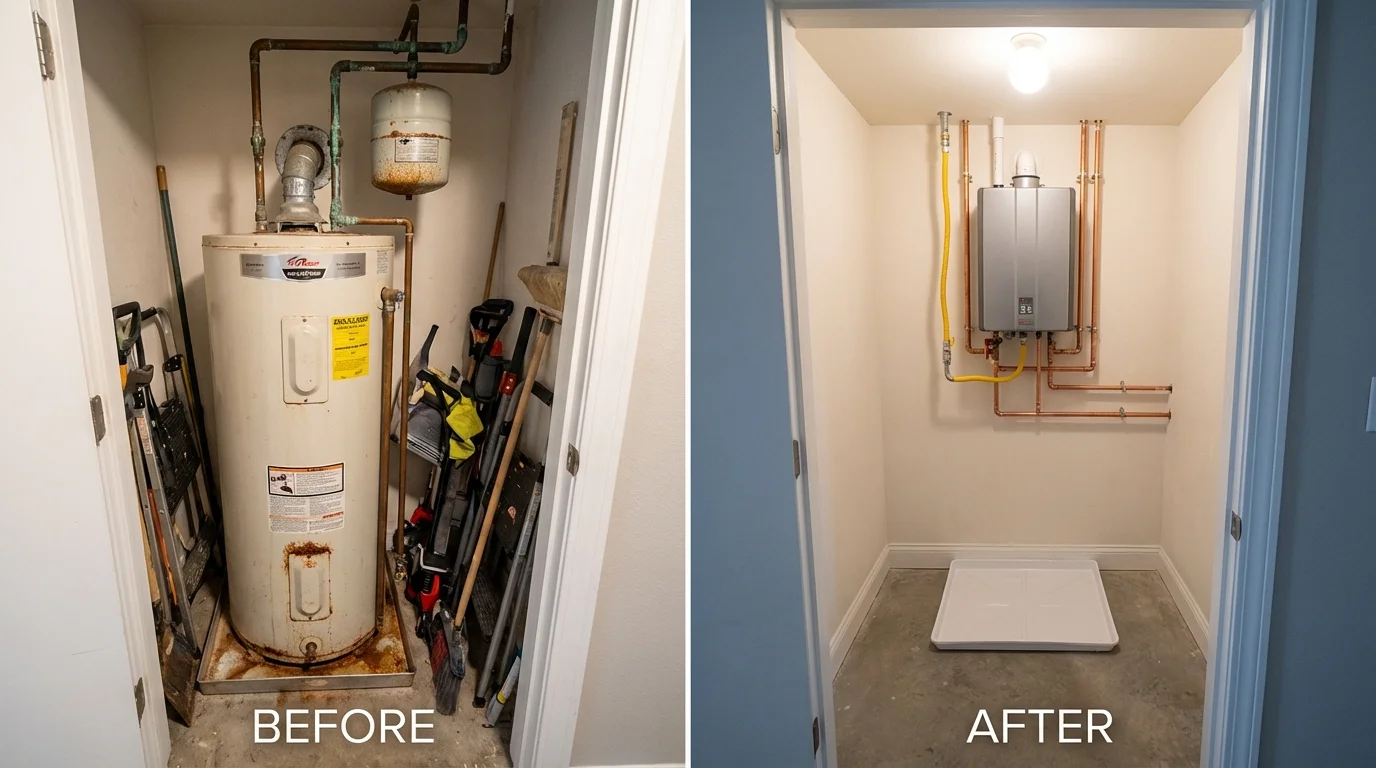 Tank water heater versus wall-mounted tankless unit comparison for Fort Rucker, AL homeowners