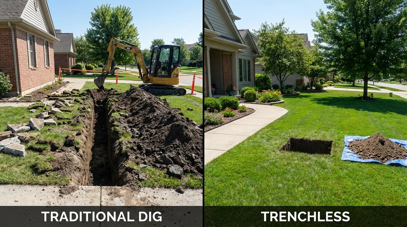 Trenchless sewer repair with minimal yard damage versus traditional excavation in Fort Rucker, AL